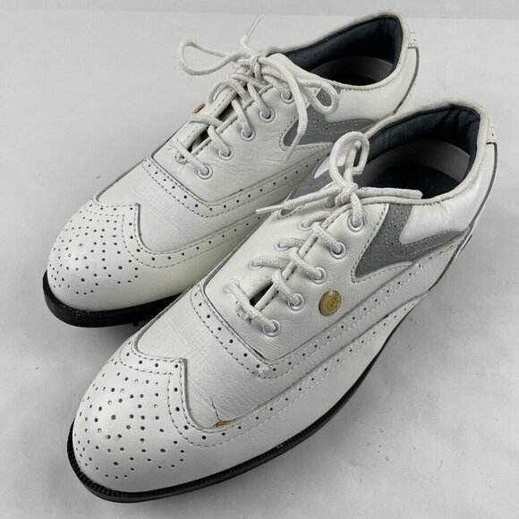 Dunlop Fuzzy Zoeller Fz6000c Leather Golf Shoes Men’s Size 8 White Lace Up - Picture 2 of 12